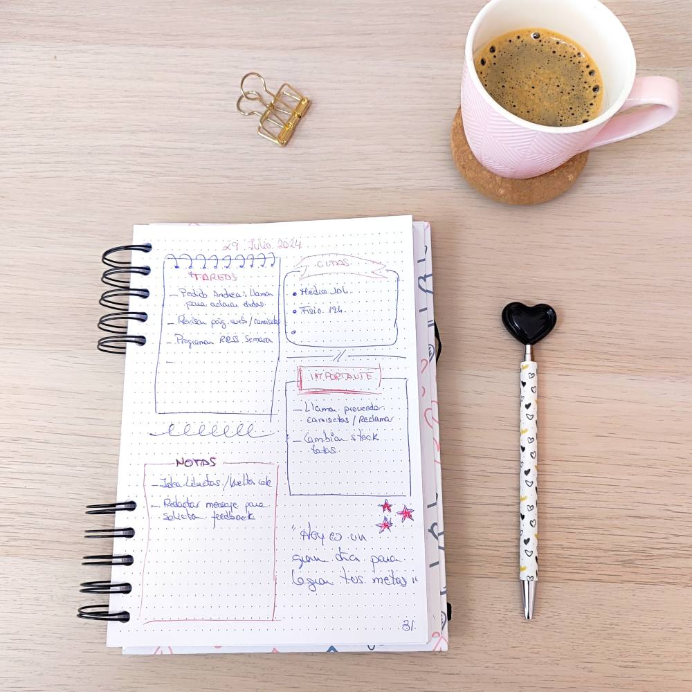 ejemplo de uso del método bullet journal con las libretas de Annacrea